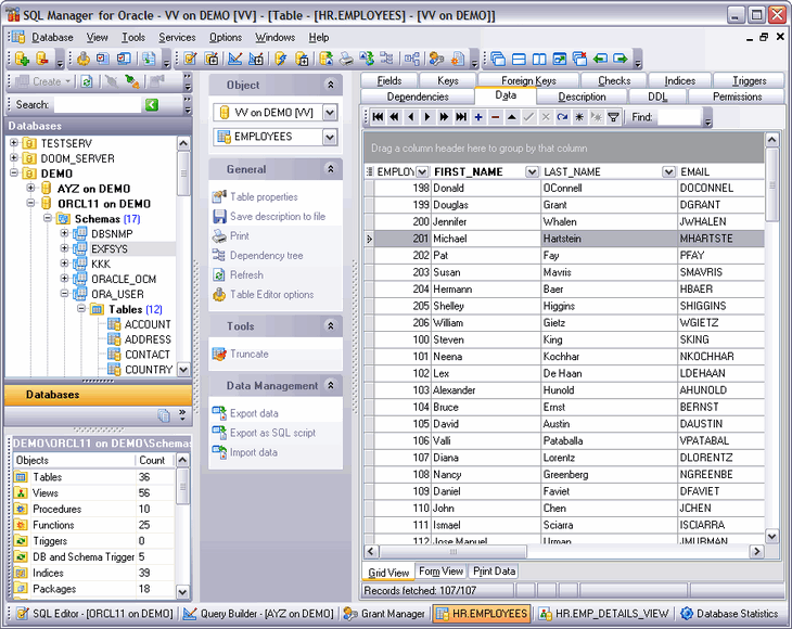 EMS SQL Manager for Oracle screen shot