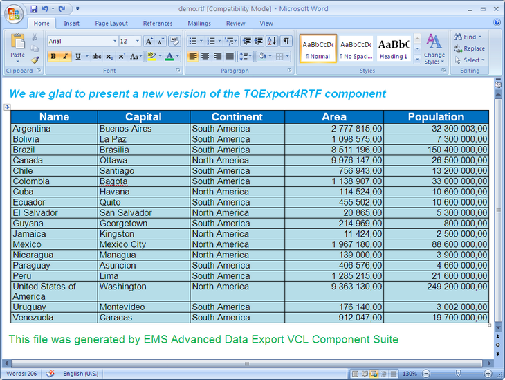 Advanced Data Export .NET 1.6