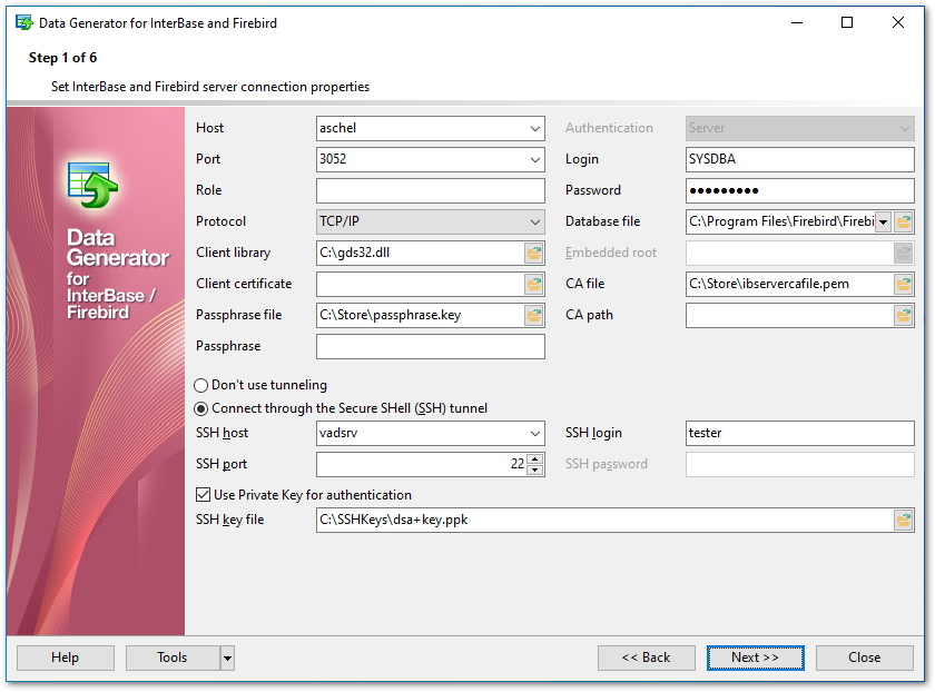 Step 1 - Setting connection properties