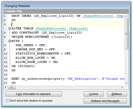 Appendix - Changing Metadata window