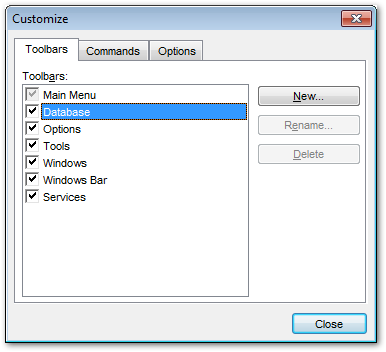 Appendix - Customize - Toolbars