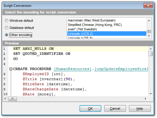 Appendix - Script conversion