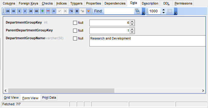 Data View - Form View