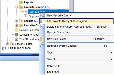 DB Explorer - Managing Favorite queries