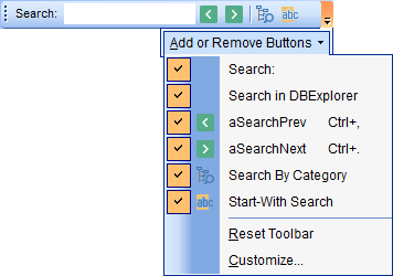 DB Explorer - Search Panel - Customize