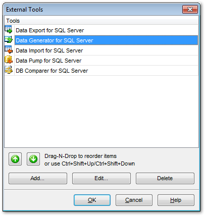 External tools - External Tools dialog