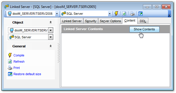 Linked Server Editor - Browsing content
