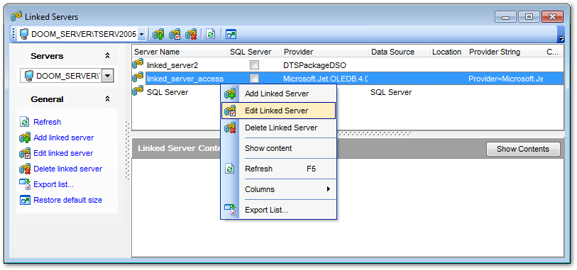 Linked Servers - Linked servers manager