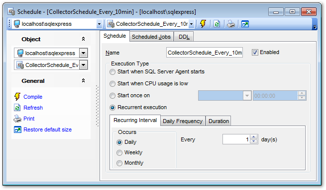 Schedule Editor - Editing schedule definition
