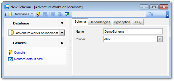 Schema Editor - Editing schema definition