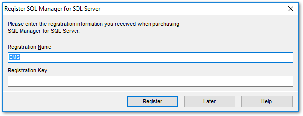 Welcome to SQL Manager - Register product