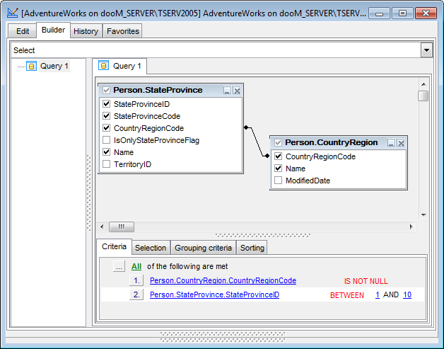 hs3321 - Working with Query Builder area
