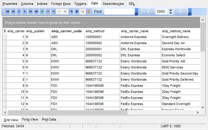 Data View - Grid View