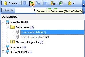DB Explorer - Connecting to databases - Toolbar