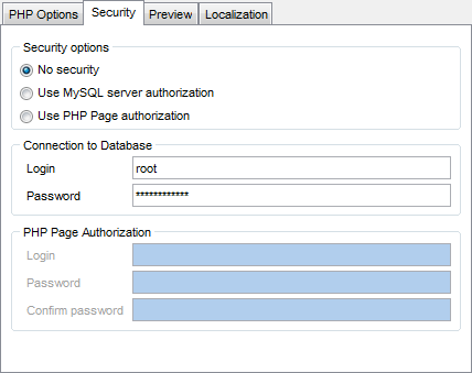 Export as php page - Adjust formats - Security