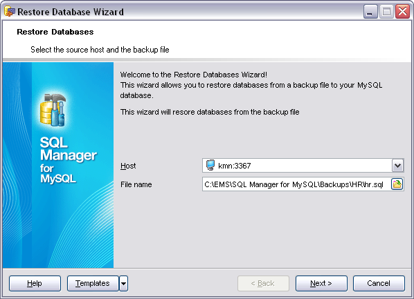 Restore database - Specify Source Host