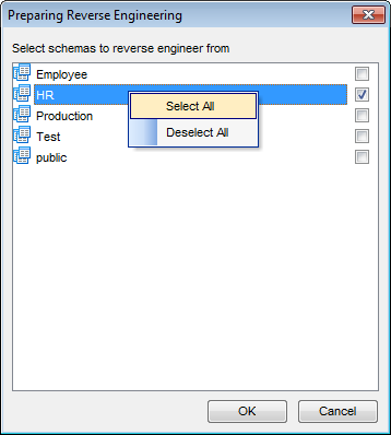 VDBD - Reverse engineering - Select schema