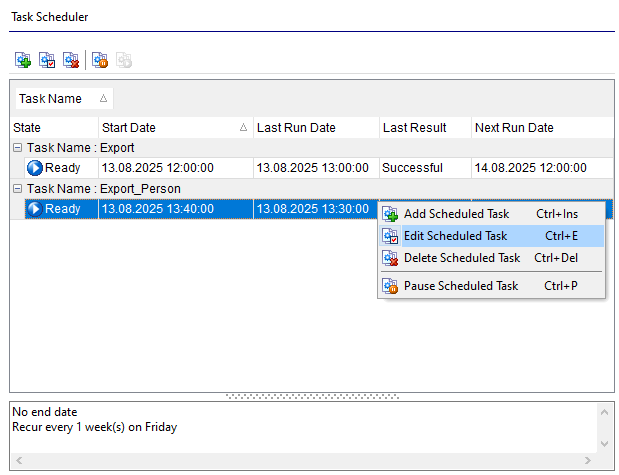 Scheduling and Performing tasks - Managing scheduled tasks