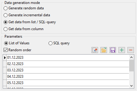 Date field parameters - Mode - List or query