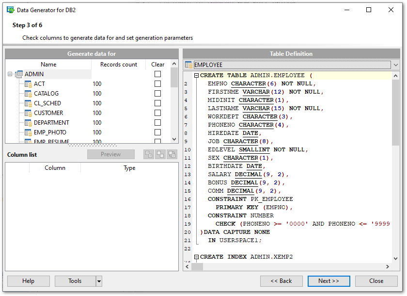 Step 3 - Viewing table definition