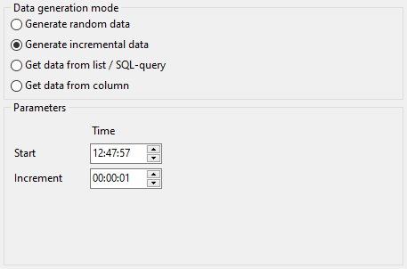 Time field parameters - Mode - Incremental data