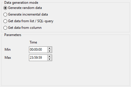 Time field parameters - Mode - Random data