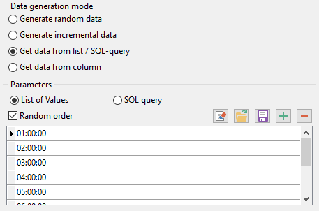 Time field parameters - Mode - List or query