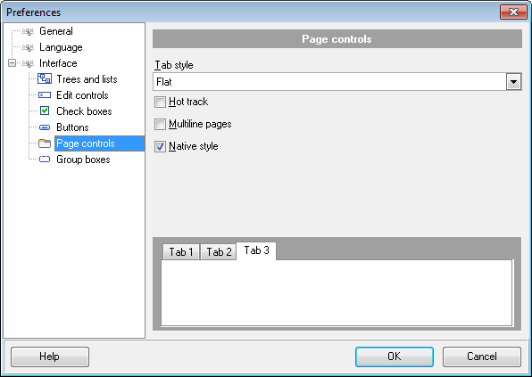 Preferences - Interface - Page controls