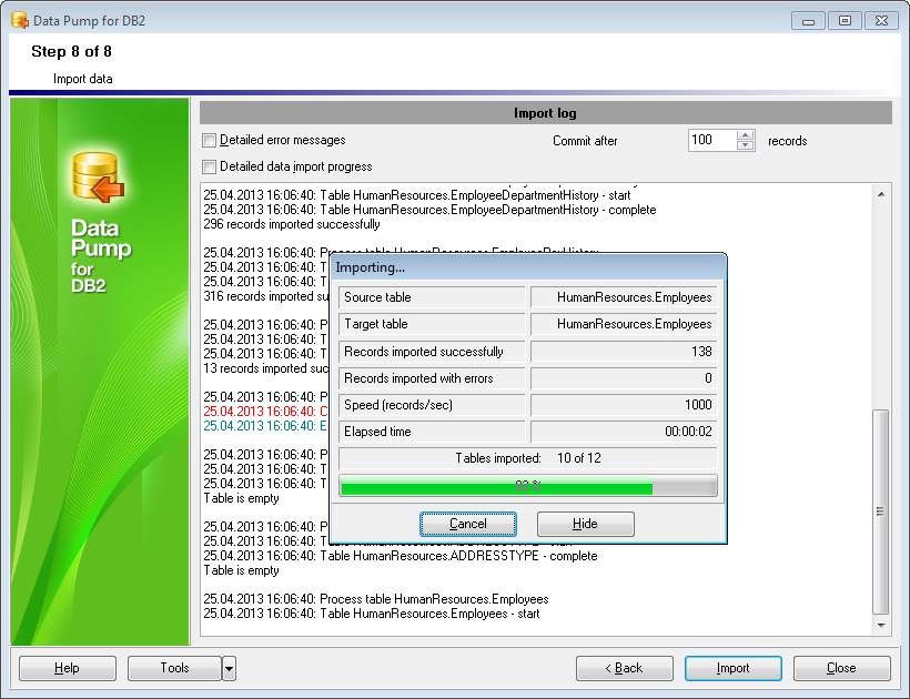 Step 8 - Importing data