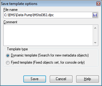 Using templates - Save template options