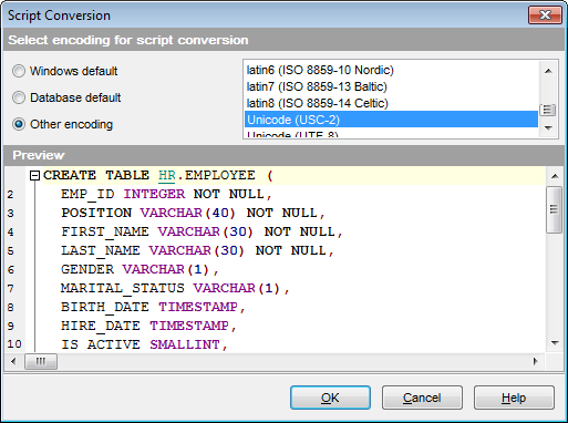 Appendix - Script conversion