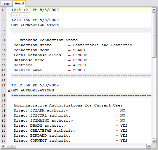 CLP Console - Viewing results