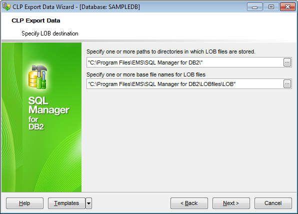 CLP Export - Selecting LOB destination