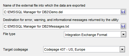 CLP Export - Specifying data destination - IXF