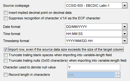 CLP Import - Specifying advanced file modifiers - ASC