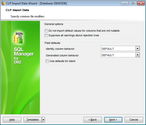 CLP Import - Specifying common file modifiers