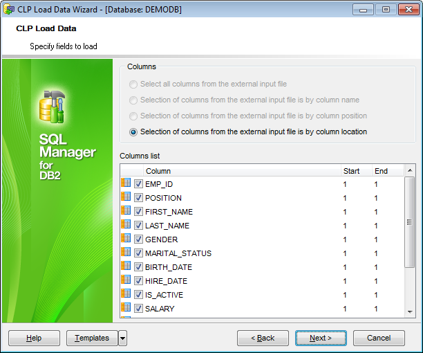 CLP Load - Specifying fields to load