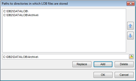 CLP services - Paths to LOB file directories