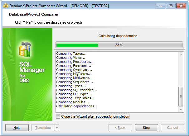 Compare Database Wizard - Comparing database