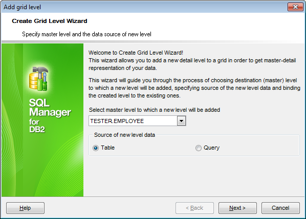 Create Grid Level - Specifying master level