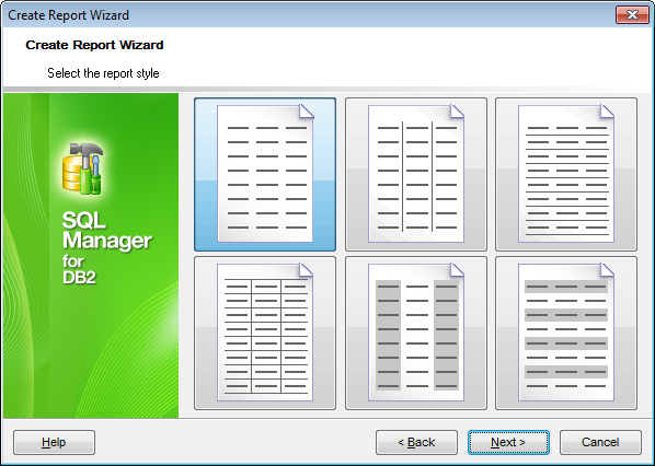 Create Report - Selecting report style