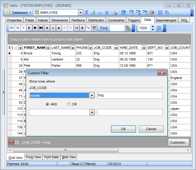 Data management - Custom Filter