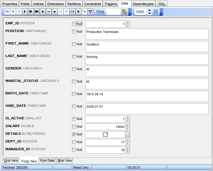 Data View - Form View