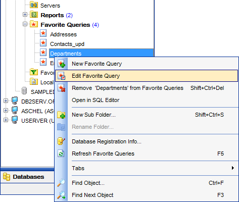 DB Explorer - Managing Favorite queries