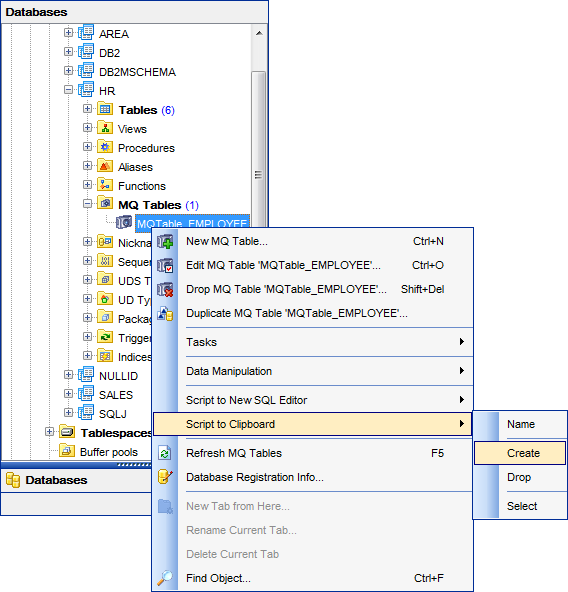 DB Explorer - Operations with database objects