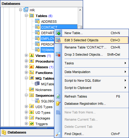 DB Explorer - Selecting multiple objects