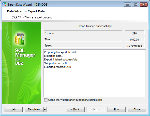 Export Data - Exporting data