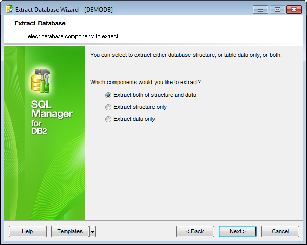 Extract Database - Setting extraction mode