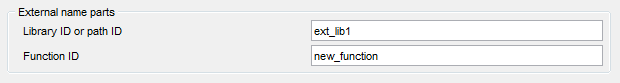 Function Editor - Editing function definition - C External name parts