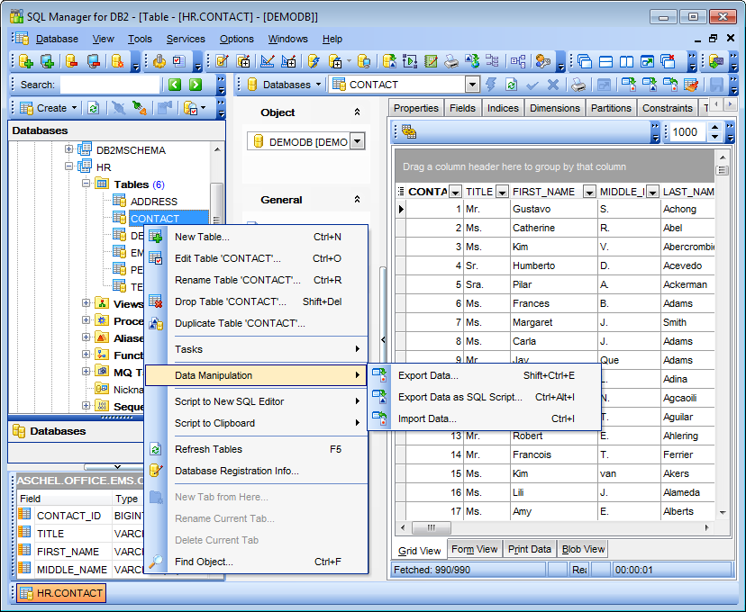 Getting started - Working with database objects